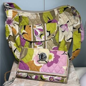 Vera Bradley Portobello Road Crescent Handbag and Turnlock Wallet